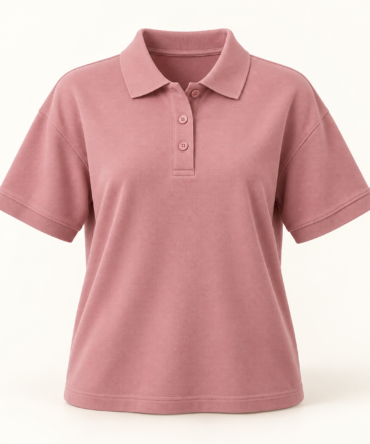 เสื้อโปโลผู้หญิง สีชมพูกุหลาบ